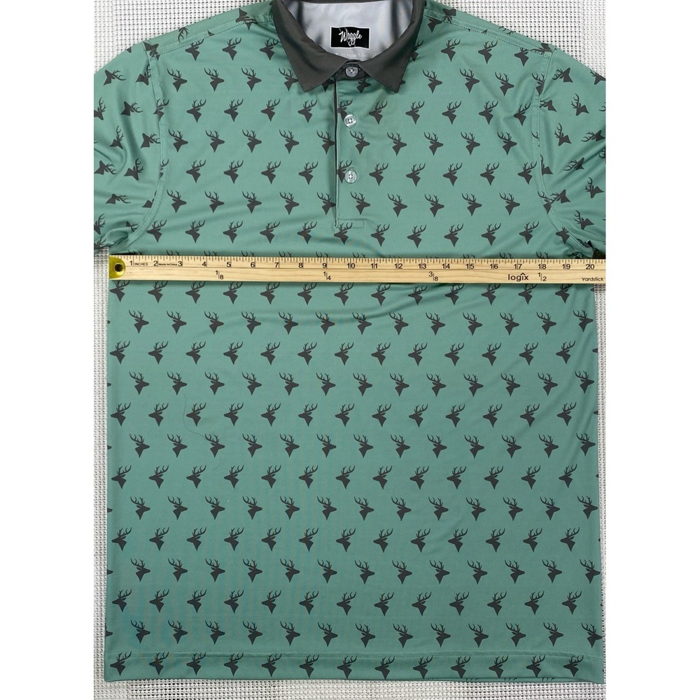 Waggle Performance Golf Polo Shirt Men's Medium Green Stag AOP - Picture 4 of 5